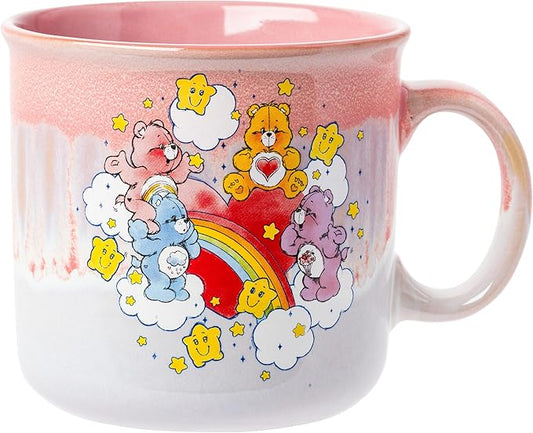 Silver Buffalo Care Bears Rainbow with Stars Reactive Glaze Ceramic Camper Mug Featuring Tenderheart, Cheer, Grumpy, and Share Bear, 20 Ounces